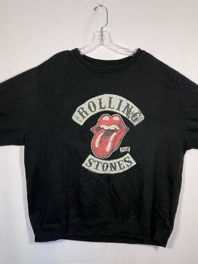 the Rolling Stones Black Tee with White Script Logo